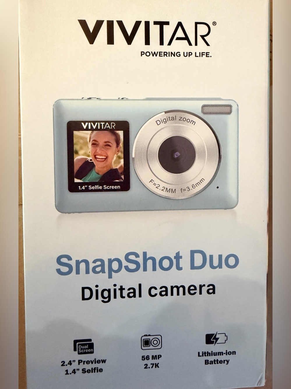 Vivitar SnapShot Duo Digital Camera w/1.4” Selfie Screen- Light Blue